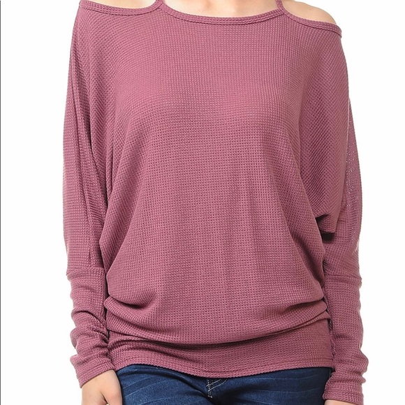 😍NWT Mauve Dolman Shoulder Cut-Out Sweater S - Picture 1 of 1